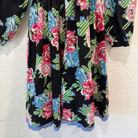 Vintage Mousefeathers Dress Girls 6 Floral Lace Trim Peasant Bohemian Pageant - Picture 3 of 10